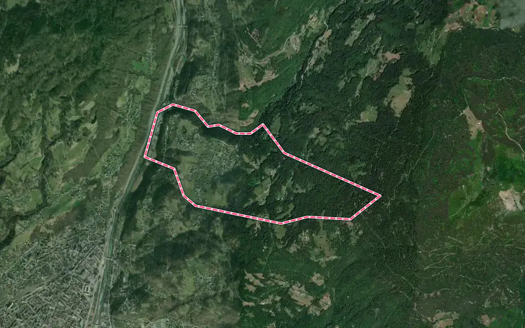 Vue satellite de Venthon avec ses contours administratifs
