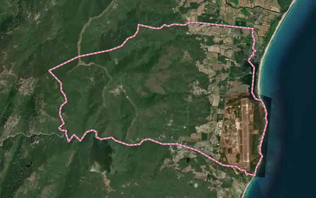 Vue satellite de Ventiseri avec ses contours administratifs