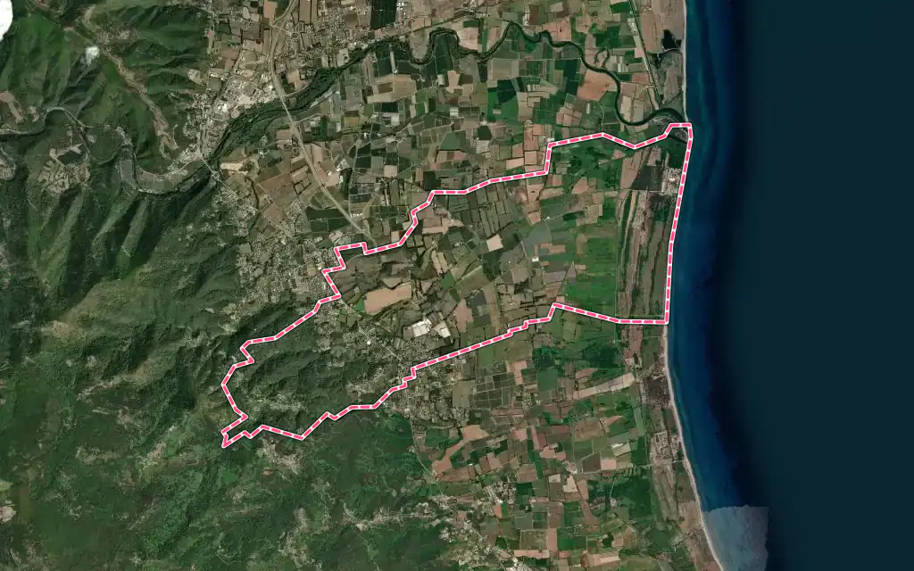 Vue satellite de Venzolasca avec ses contours administratifs