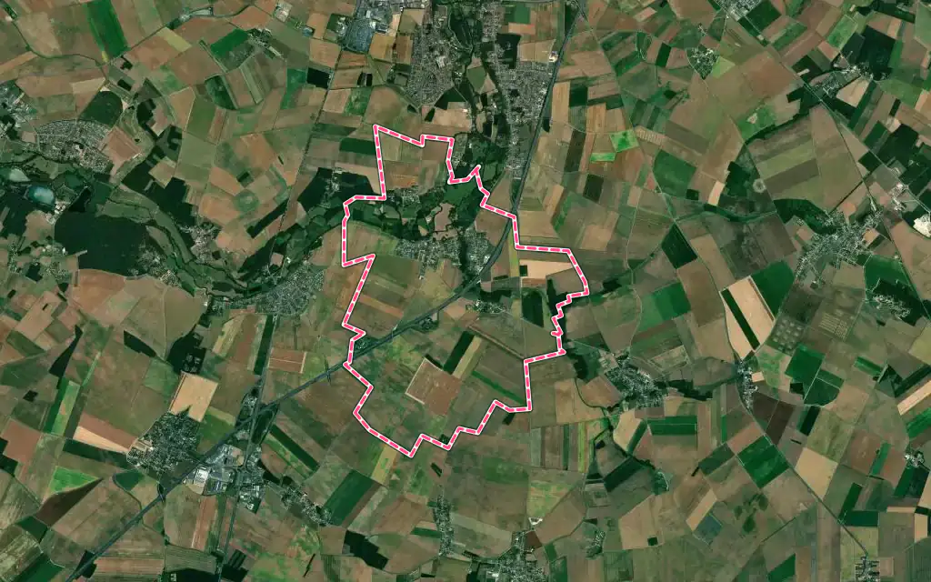 Vue satellite de Ver-lès-Chartres avec ses contours administratifs