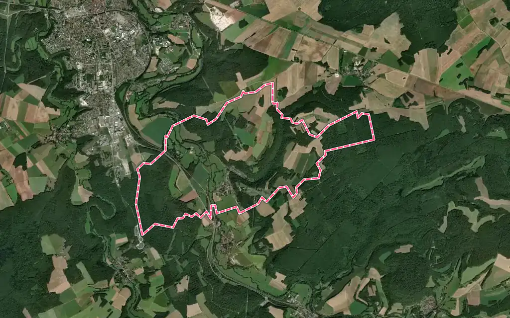 Vue satellite de Verbiesles avec ses contours administratifs