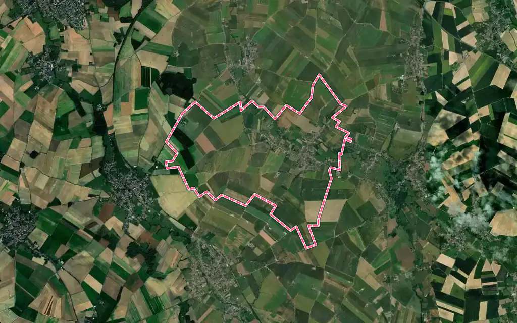 Vue satellite de Verchain-Maugré avec ses contours administratifs