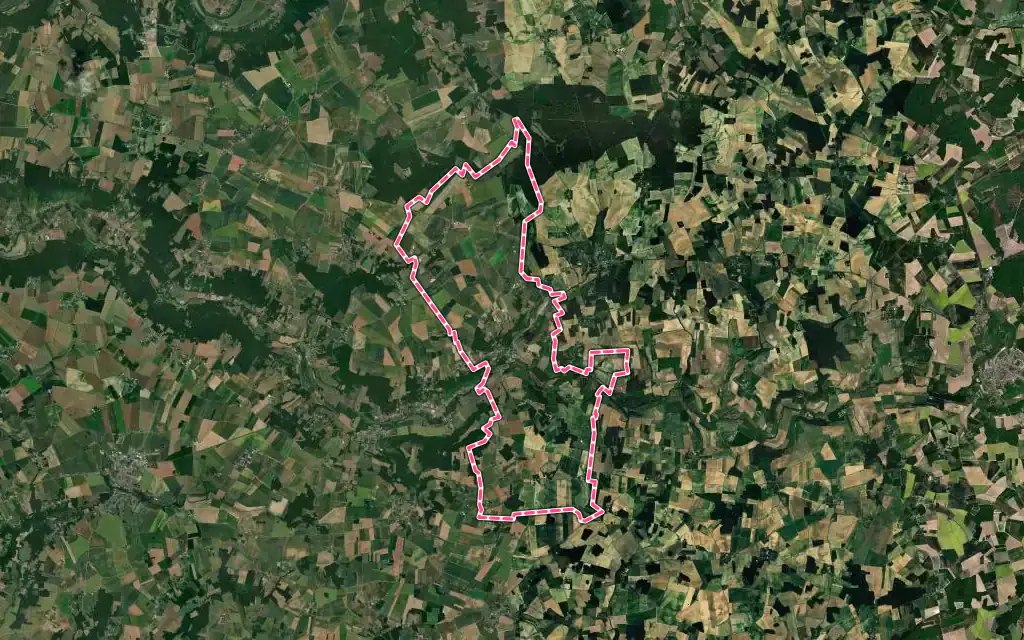 Vue satellite de Verdelot avec ses contours administratifs
