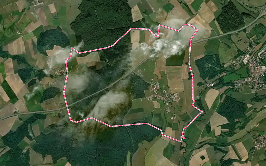 Vue satellite de Verdenal avec ses contours administratifs
