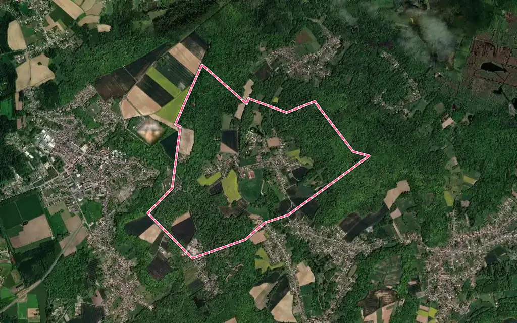 Vue satellite de Verderonne avec ses contours administratifs