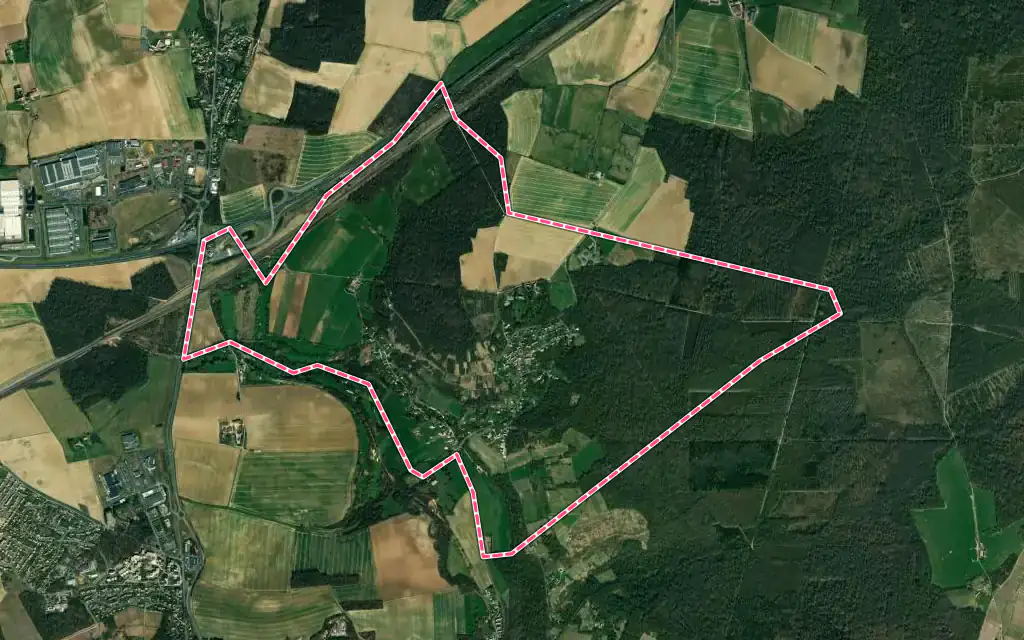 Vue satellite de Verdilly avec ses contours administratifs