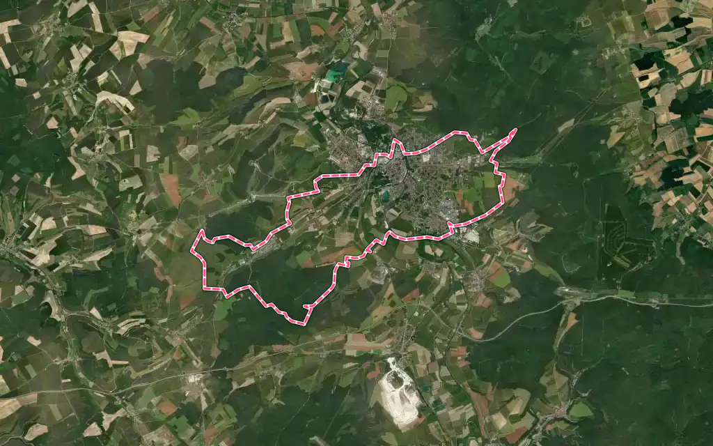 Vue satellite de Verdun avec ses contours administratifs