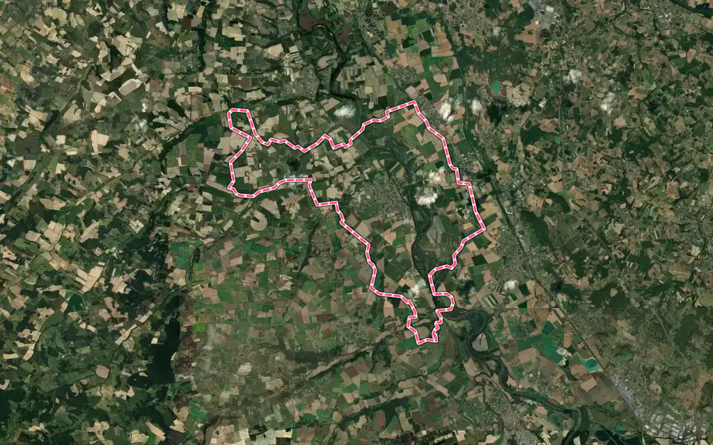 Vue satellite de Verdun-sur-Garonne avec ses contours administratifs
