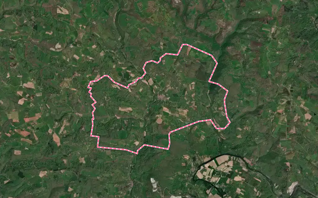 Vue satellite de Verfeil avec ses contours administratifs