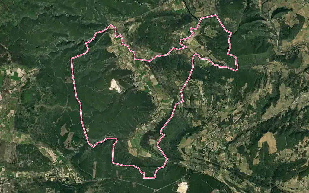 Vue satellite de Verfeuil avec ses contours administratifs