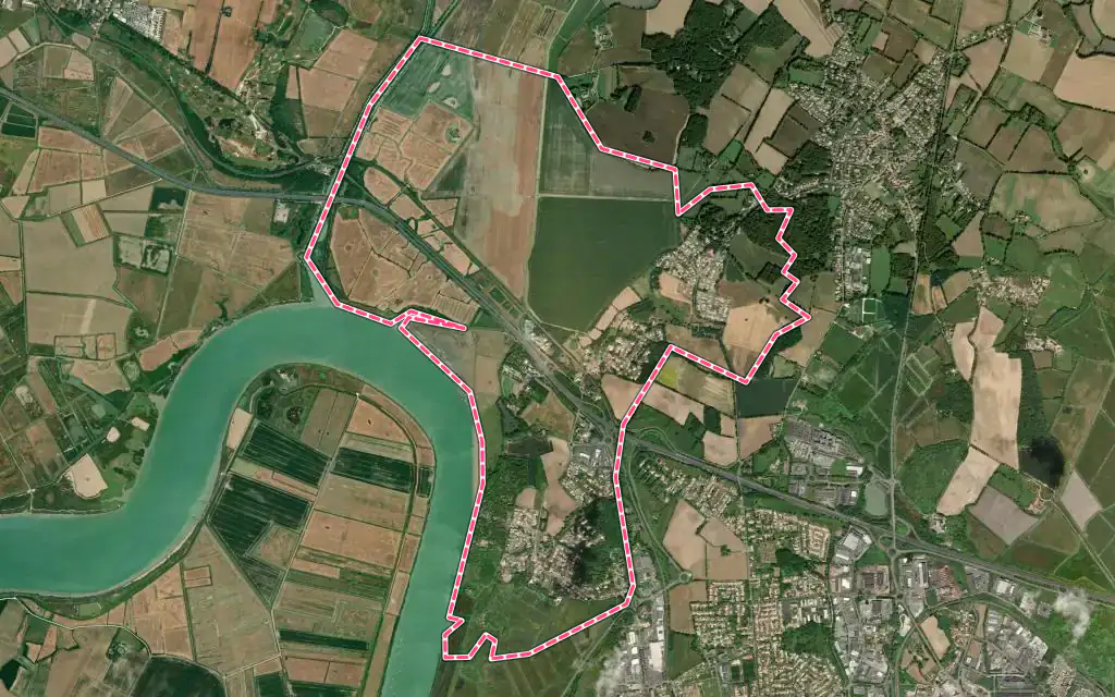 Vue satellite de Vergeroux avec ses contours administratifs