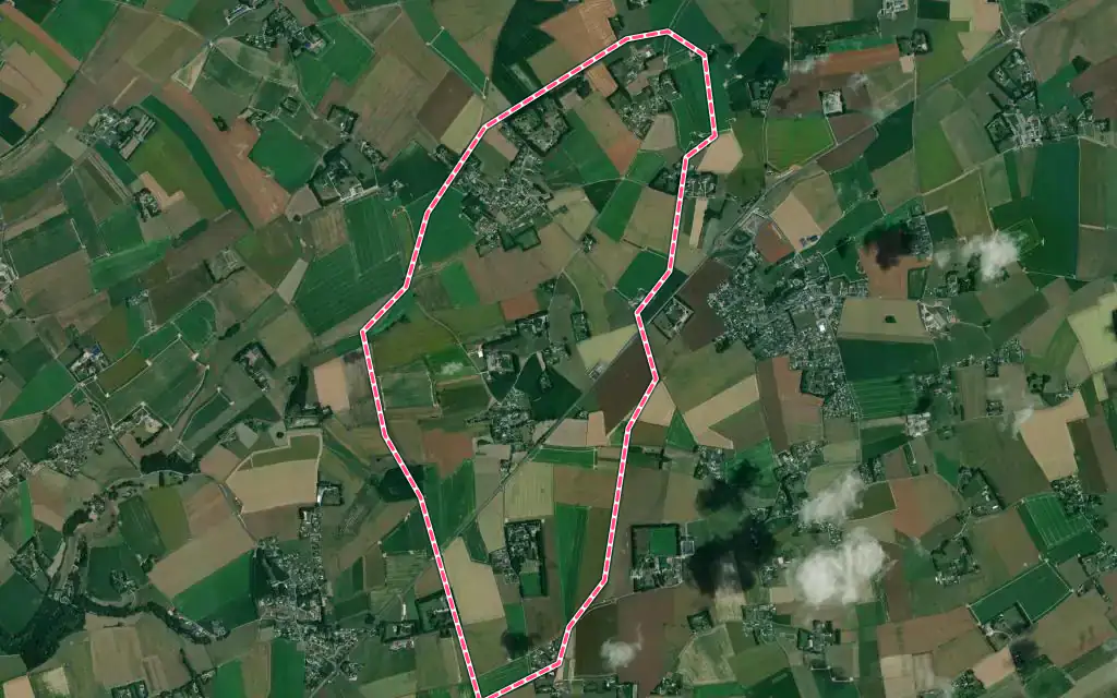 Vue satellite de Vergetot avec ses contours administratifs