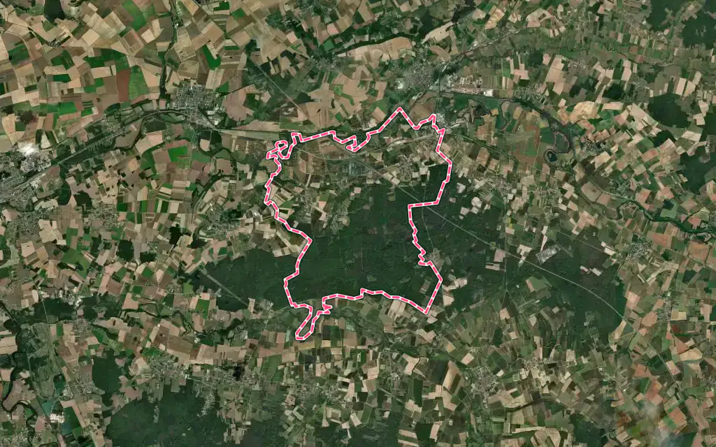 Vue satellite de Vergigny avec ses contours administratifs