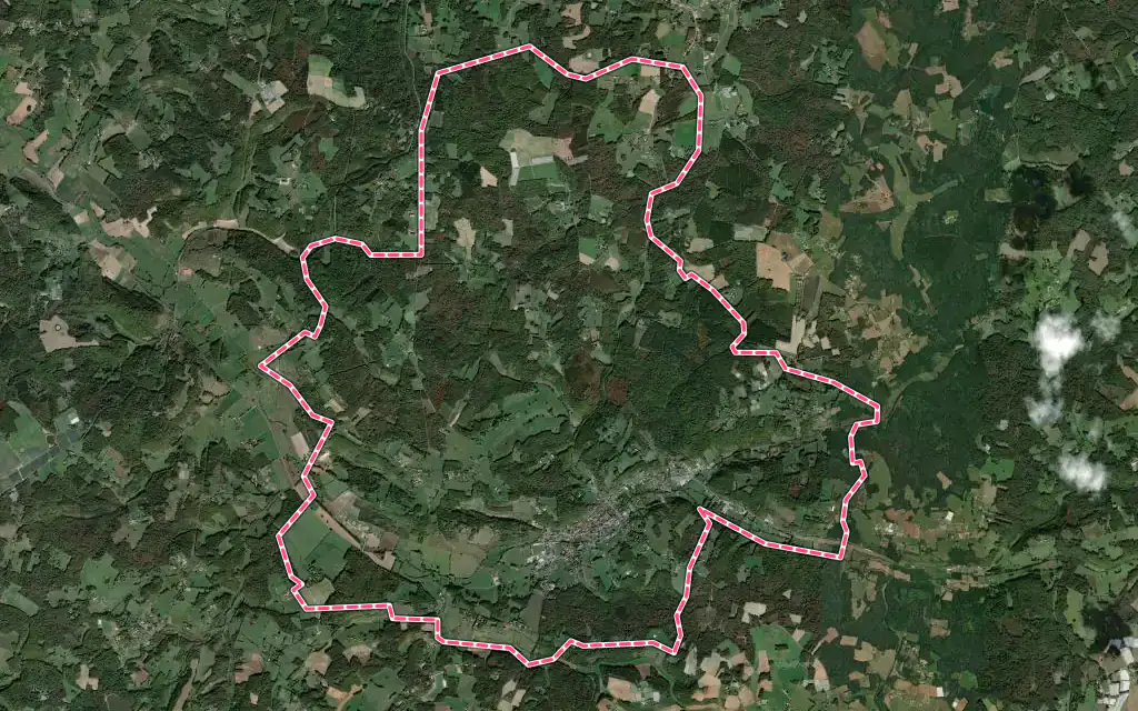 Vue satellite de Vergt avec ses contours administratifs