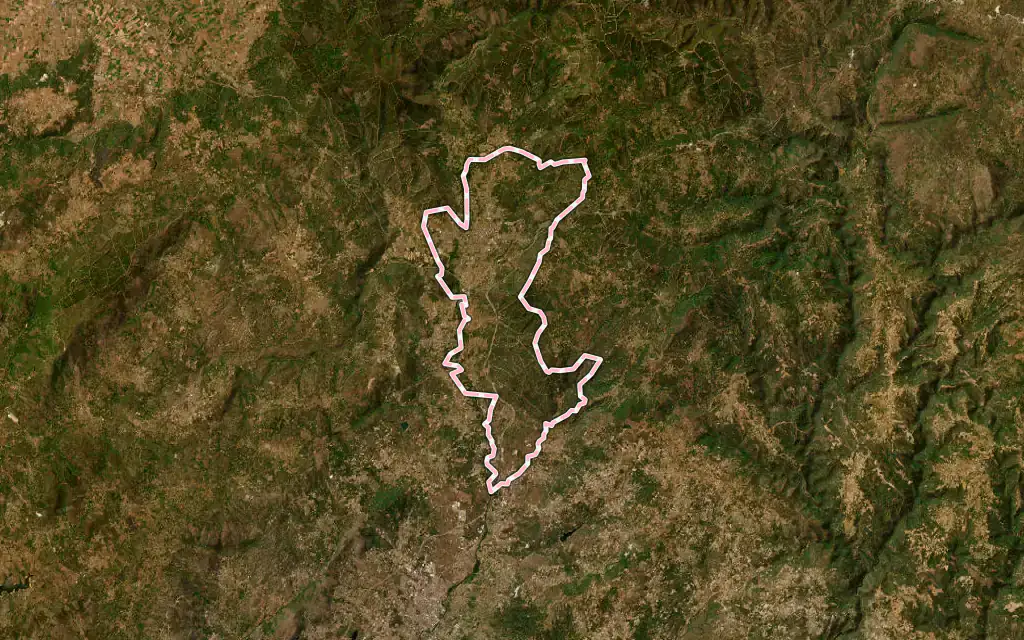 Vista satélite de Verín con su contorno administrativo
