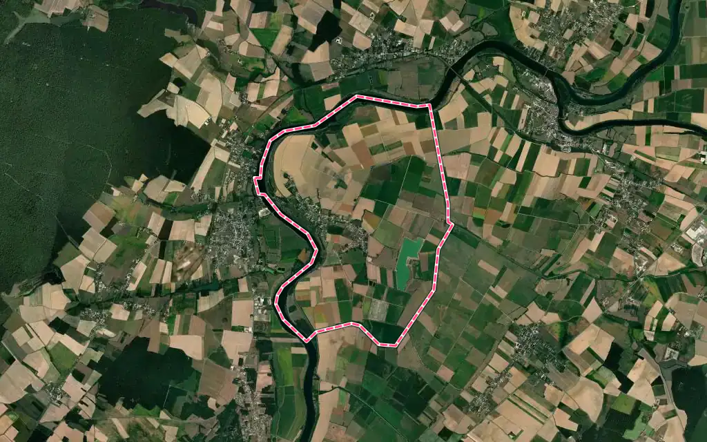 Vue satellite de Verjux avec ses contours administratifs