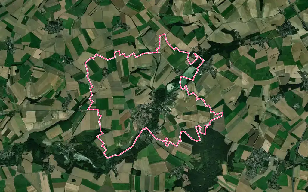 Vue satellite de Vermand avec ses contours administratifs