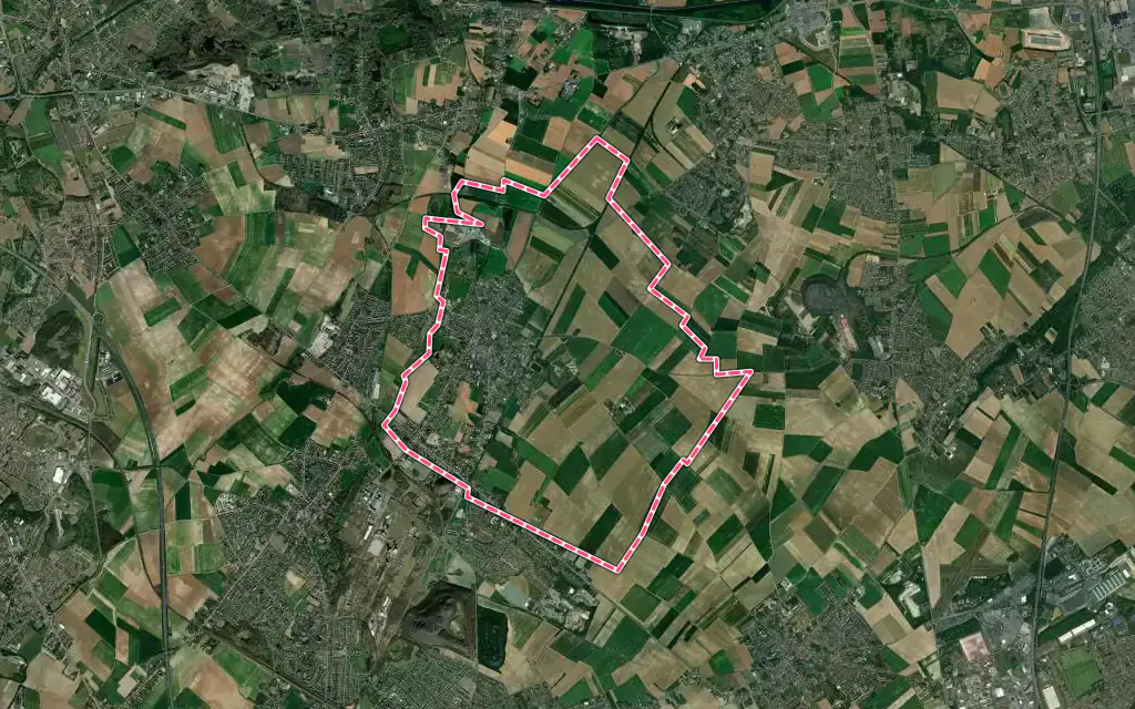 Vue satellite de Vermelles avec ses contours administratifs