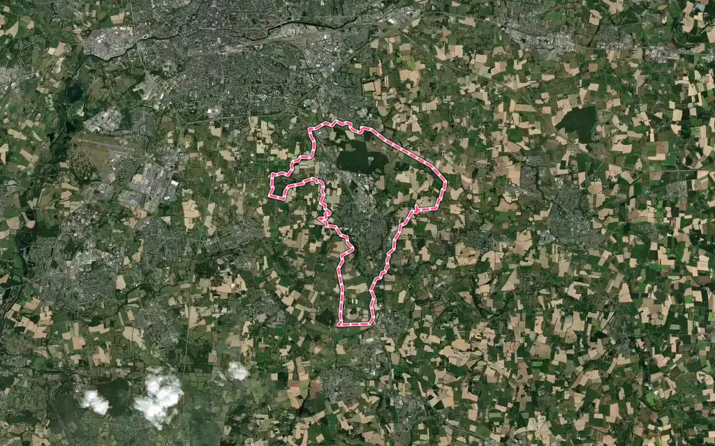 Vue satellite de Vern-sur-Seiche avec ses contours administratifs