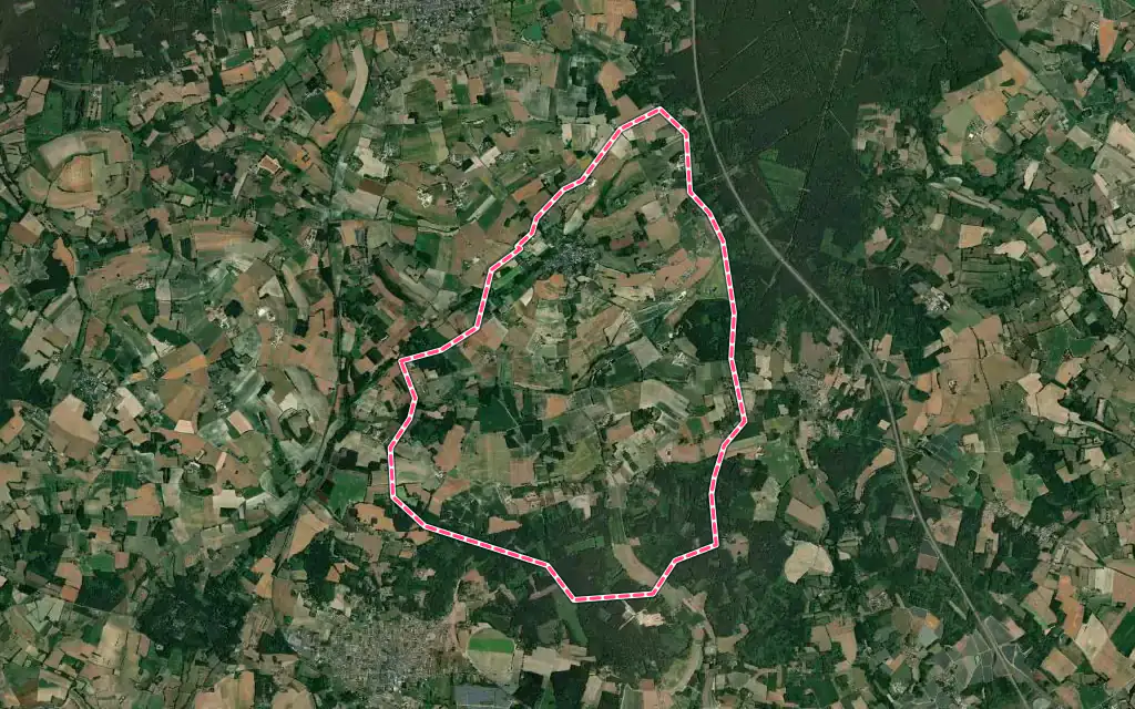 Vue satellite de Verneil-le-Chétif avec ses contours administratifs