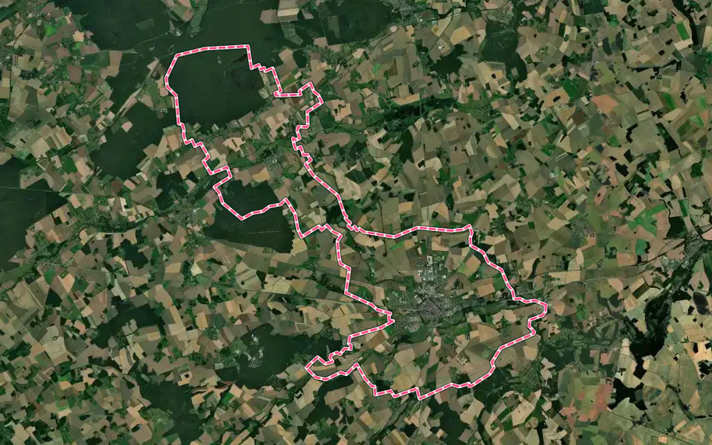 Vue satellite de Verneuil d'Avre et d'Iton avec ses contours administratifs