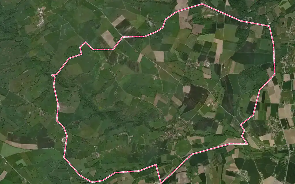 Vue satellite de Verneuil-en-Bourbonnais avec ses contours administratifs