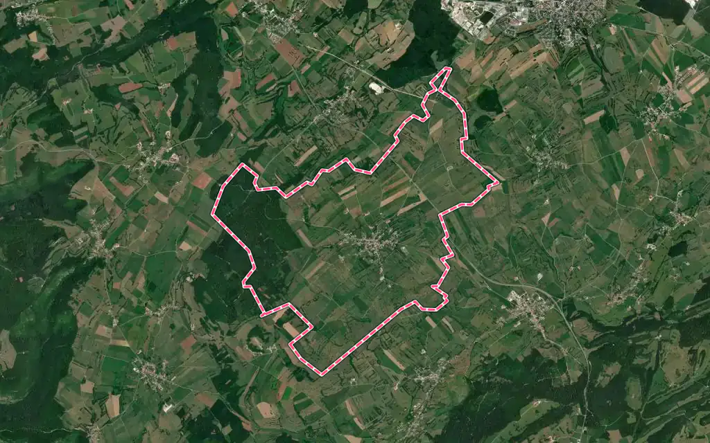 Vue satellite de Vernierfontaine avec ses contours administratifs