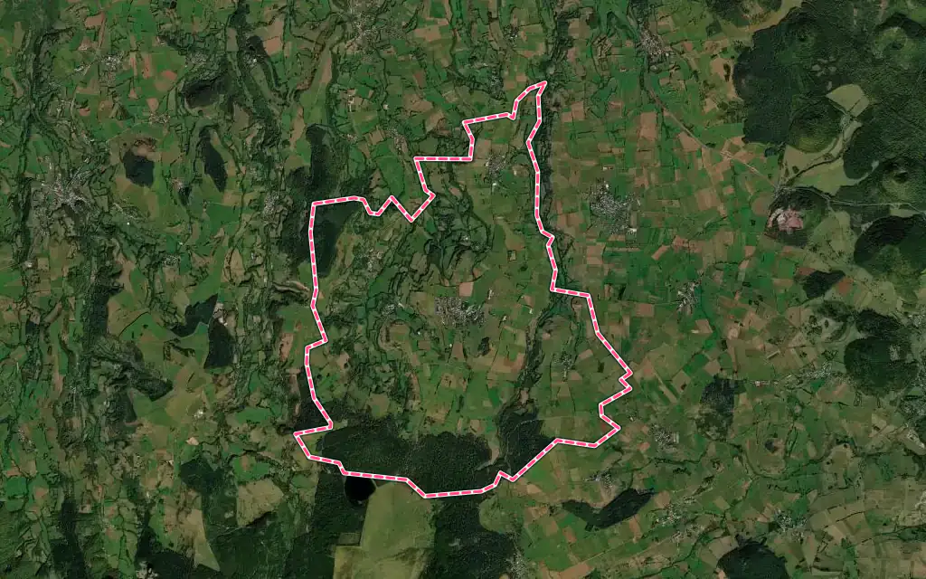 Vue satellite de Vernines avec ses contours administratifs