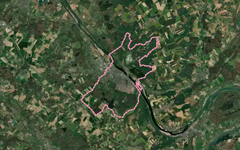 Vue satellite de Vernon avec ses contours administratifs