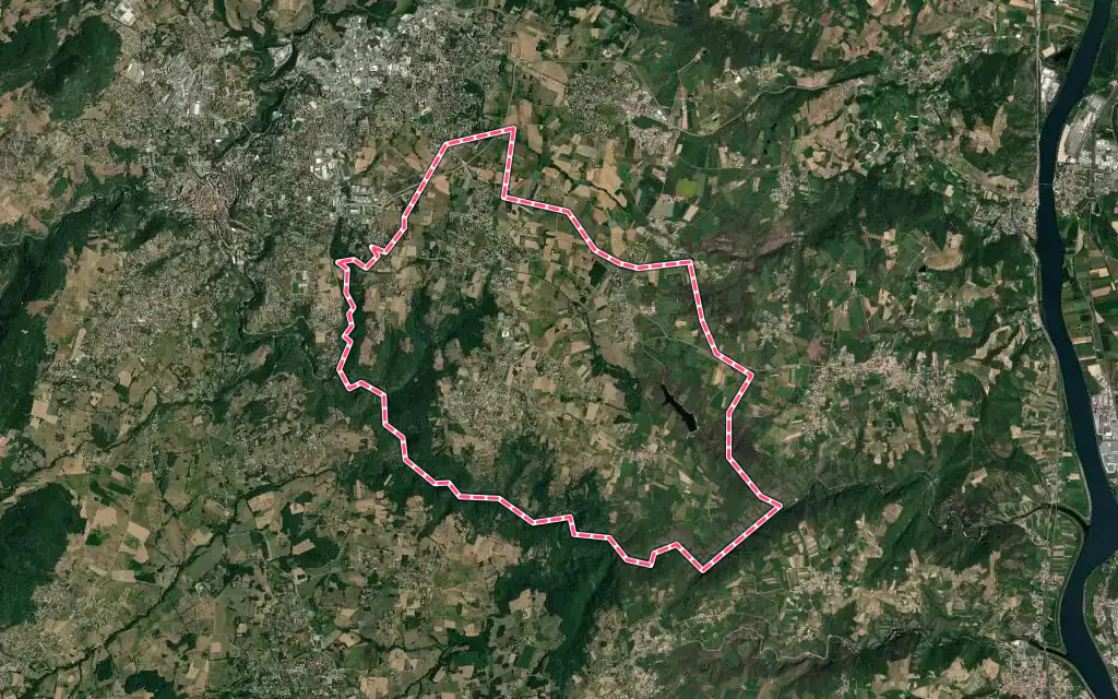 Vue satellite de Vernosc-lès-Annonay avec ses contours administratifs