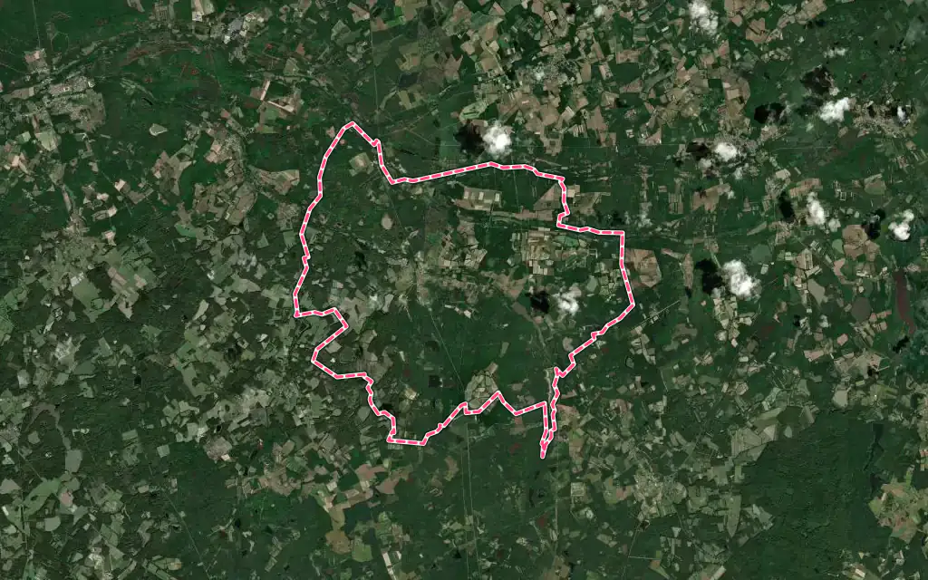 Vue satellite de Vernou-en-Sologne avec ses contours administratifs