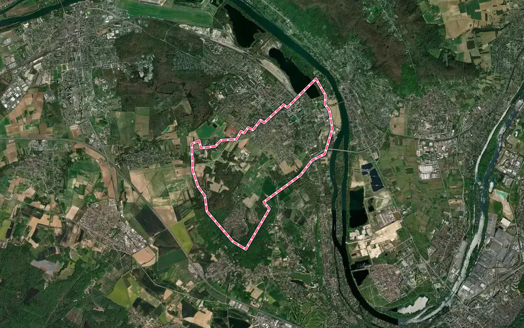 Vue satellite de Vernouillet avec ses contours administratifs