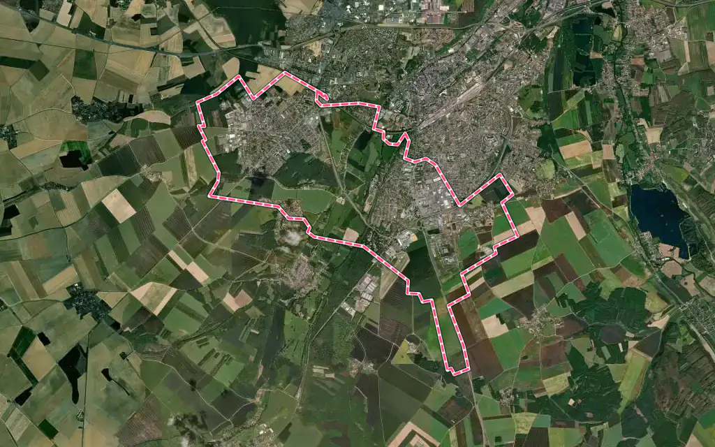 Vue satellite de Vernouillet avec ses contours administratifs
