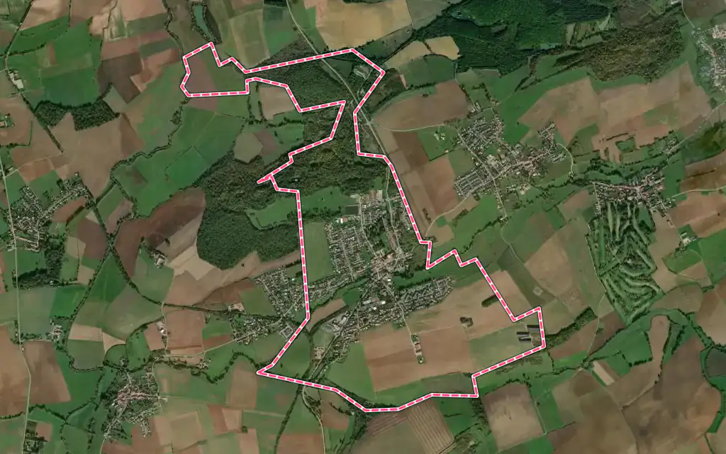 Vue satellite de Verny avec ses contours administratifs
