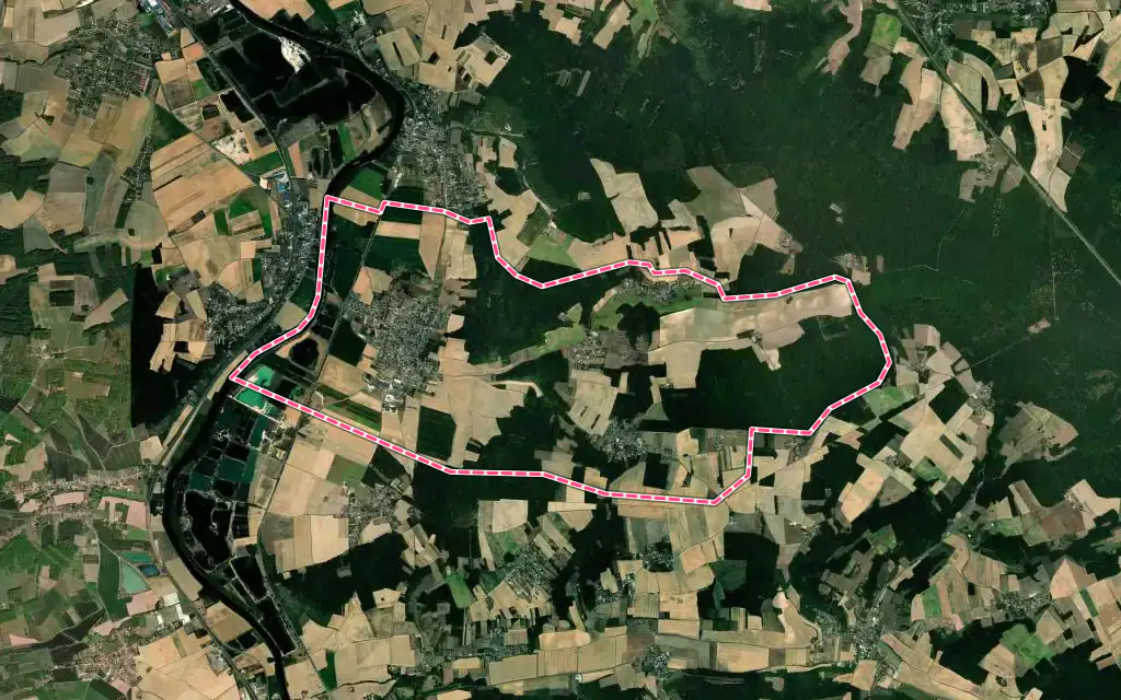Vue satellite de Véron avec ses contours administratifs