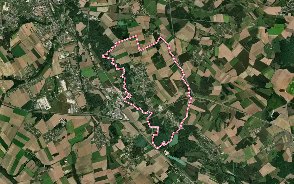 Vue satellite de Verrières avec ses contours administratifs