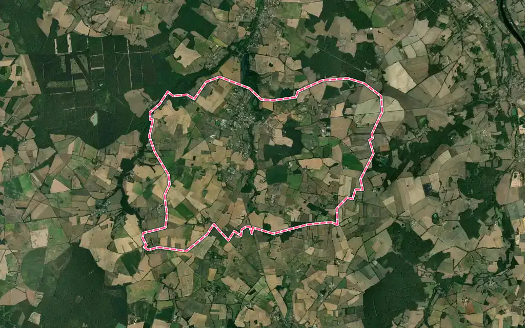 Vue satellite de Verrières avec ses contours administratifs