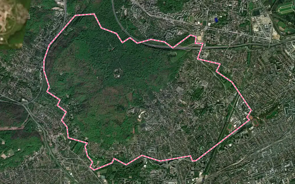Vue satellite de Verrières-le-Buisson avec ses contours administratifs