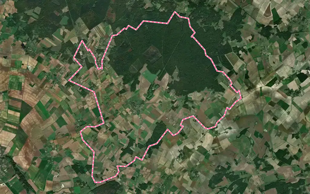 Vue satellite de Verrue avec ses contours administratifs