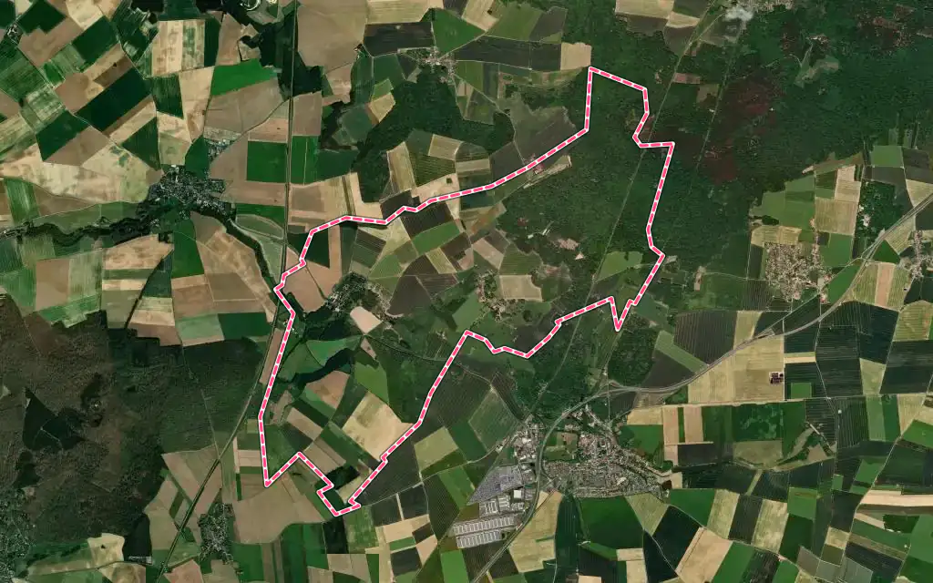 Vue satellite de Versigny avec ses contours administratifs