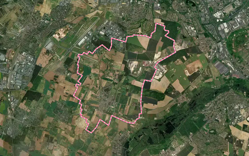 Vue satellite de Vert-le-Grand avec ses contours administratifs