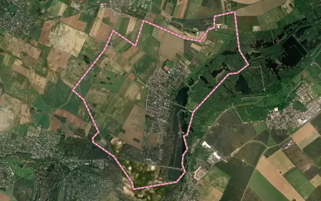 Vue satellite de Vert-le-Petit avec ses contours administratifs