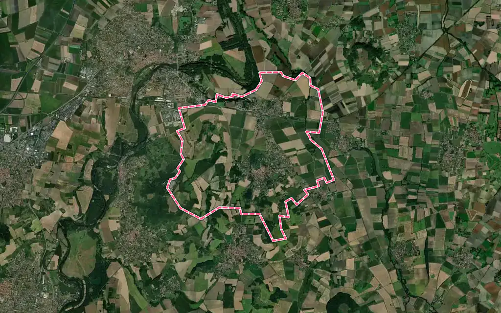 Vue satellite de Vertaizon avec ses contours administratifs