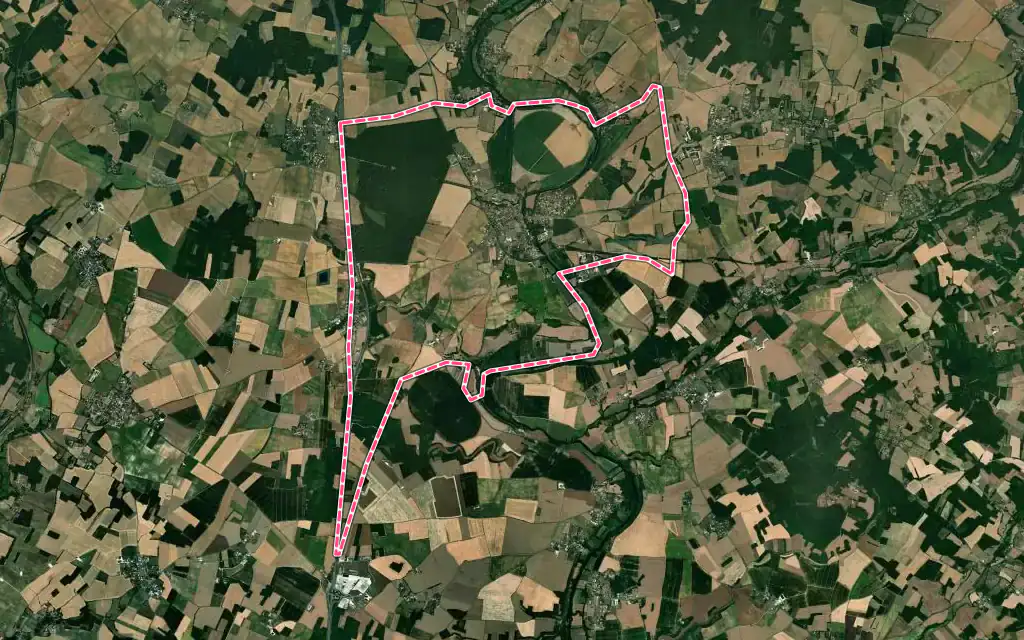 Vue satellite de Verteuil-sur-Charente avec ses contours administratifs