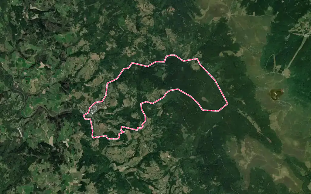 Vue satellite de Vertolaye avec ses contours administratifs