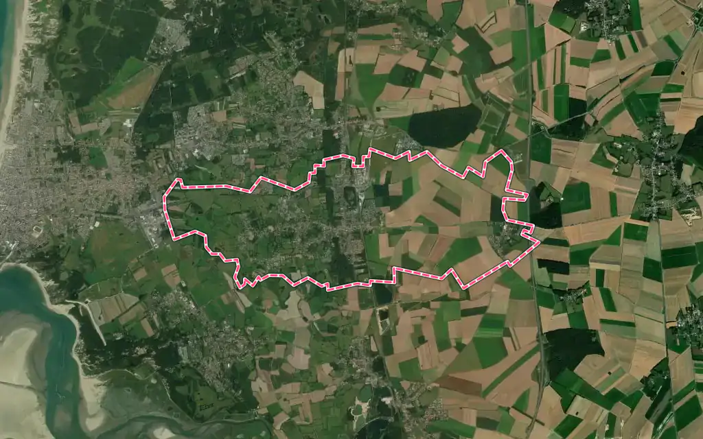 Vue satellite de Verton avec ses contours administratifs