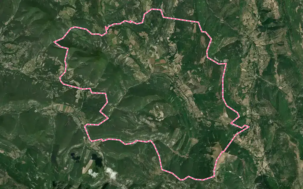 Vue satellite de Vesc avec ses contours administratifs