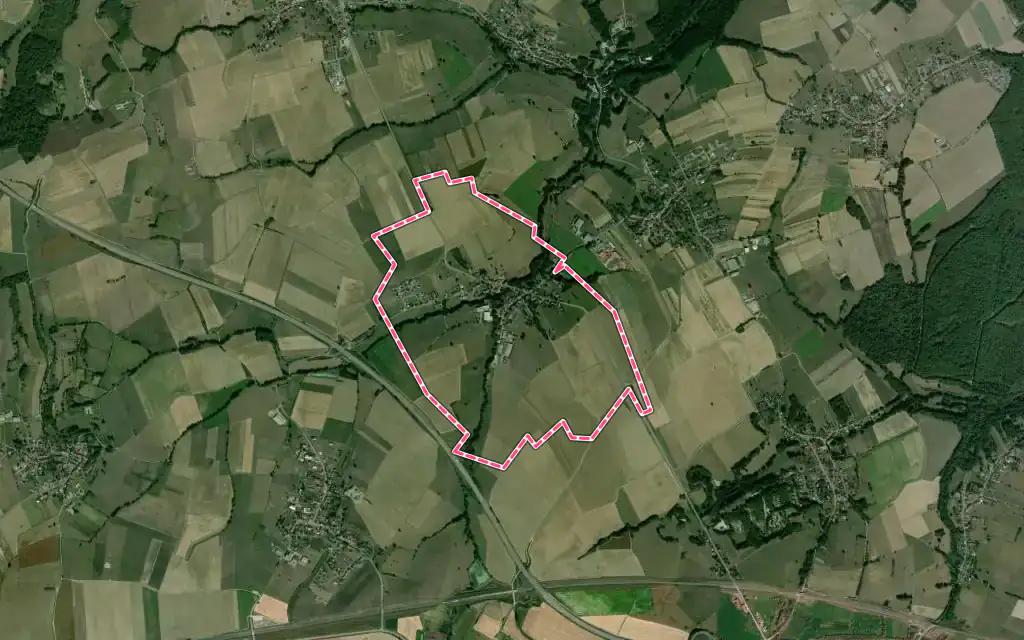 Vue satellite de Vescheim avec ses contours administratifs