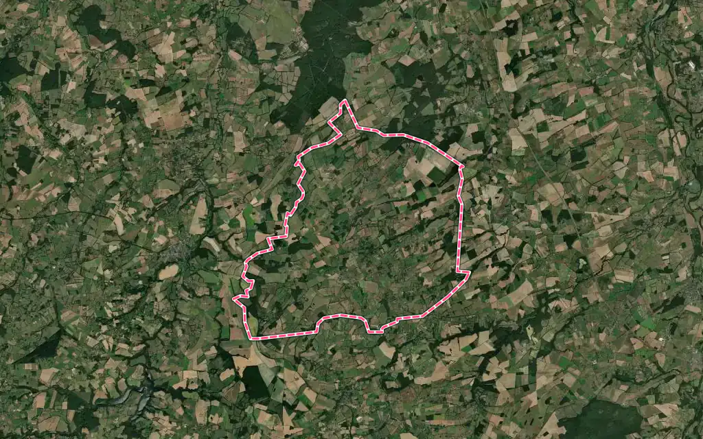 Vue satellite de Vesdun avec ses contours administratifs