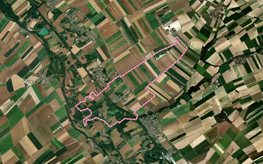 Vue satellite de Vésigneul-sur-Marne avec ses contours administratifs